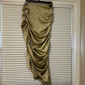 Green silk skirt
